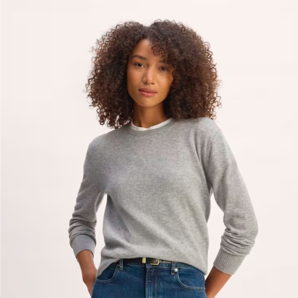 Everlane The Classic Crew in Cashmere lug  HR heather grey sweater